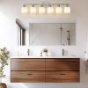 38" Bathroom Vanity Light, 6-Light Nickel Vanity Lights for Bathroom, Wall Sconce Lighting with Milky White Glass Shade, Wall Lights,Bath Vintage Wall Mounted Lamps for Mirror Bedroom