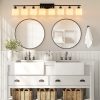 8-Light Bathroom Light Fixtures Over Mirror, 52inch Modern Matte Black Vanity Lights with White Frosted Glass Shade, Bathroom Wall Lamp Sconces for Mirror Bedroom, Living Room Hallway