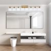 52inch Gold Bathroom Light Fixtures, Modern Bathroom Vanity Light with Milky White Glass Shade, Gold Wall Lamp Sconces for Mirror Bedroom, Living Room Hallway