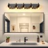 3-52.jpg Bathroom Light Fixtures Over Mirror 5-Lights Bathroom Vanity Light with Clear Globe Glass Shade Modern Black Vanity Light Wall Sconce Vanity Lighting for Bath(Bulbs Not Included)