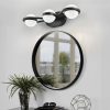 Bathroom Vanity Light, LED 3 Bulb Crystal Sand Acrylic Shades, Wall Mounted Decorative Lighting Fixture, Suitable for Bathroom Vanity Mirror (Black)
