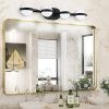 30" Black Minimalist LED Bathroom Vanity Light with Crystal Sand Acrylic Shades, 4-Light Wall Mounted Decorative Lighting Fixture, Suitable for Bathroom Vanity Mirror