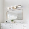 28" Golden Minimalist LED Bathroom Vanity Light with Crystal Sand Acrylic Shades, 4-Light Wall Mounted Decorative Lighting Fixture, Suitable for Bathroom Vanity Mirror