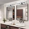 35" Modern Minimalist Bathroom Vanity Light, LED 5 Bulb Crystal Sand Acrylic Shades, Wall Mounted Decorative Lighting Fixture, Suitable for Bathroom Vanity Mirror (Black)