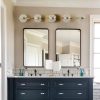 35" Modern Minimalist Bathroom Vanity Light, LED 5 Bulb Crystal Sand Acrylic Shades, Wall Mounted Decorative Lighting Fixture, Suitable for Bathroom Vanity Mirror (Champagne Gold)