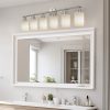 39" Modern 6-Light Vanity Wall Sconce, Brushed Nickel Finish with Frosted Glass Shades for Bathroom or Hallway Lighting (No Bulbs)