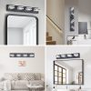 26" Modern Black 4-Light LED Vanity Light, Square Acrylic Lampshades Wall Mount Fixture for Bathroom, Mirror Lighting