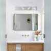 26" Modern Chrome 4-Light LED Vanity Light, Square Acrylic Lampshades Wall Mount Fixture for Bathroom, Mirror Lighting