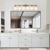 3-7.jpg 39" Modern 6-Light Vanity Wall Sconce, Golden Finish with Frosted Glass Shades for Bathroom or Hallway Lighting (No Bulbs)