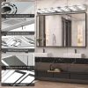 45" Modern Chrome 7-Light LED Vanity Light, Square Acrylic Lampshades Wall Mount Fixture for Bathroom, Mirror Lighting