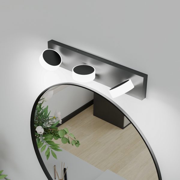 3-76.jpg LED 21 Inch Vanity Light White Round Acrylic 3 Light with Black Base Bathroom Wall Lighting Fixture