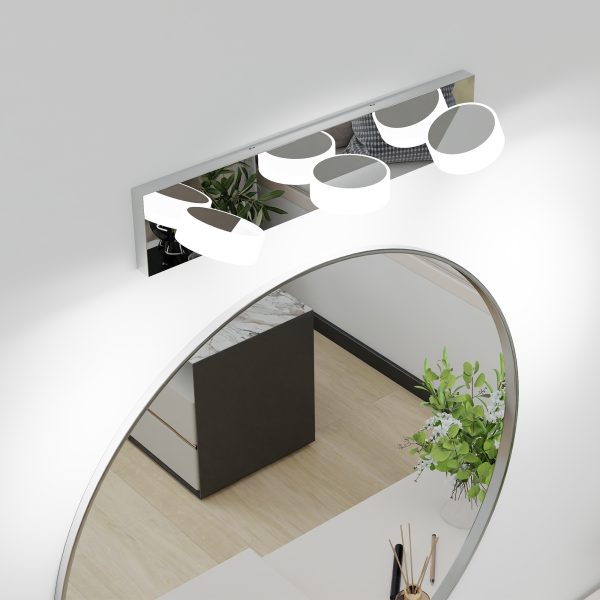 3-77.jpg LED Modern 3 Light White Rotating Oval Acrylic with Chrome Base 21 Inch Vanity Light Over Mirror Lighting Fixture