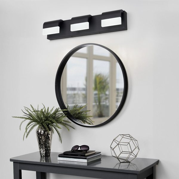 3-85.jpg LED Contemporary Vanity Lights Fixture Bathroom Wall Light Over Mirror Matt Black 3 Lights Dimmable