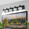 3-93.jpg Modern 5-Light Matte Black LED Vanity Light Fixture with Crystal Glass Shades, Bathroom Wall Sconce for Elegant and Contemporary Home Decor