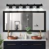 3-94.jpg Modern 6-Light Matte Black LED Vanity Light Fixture with Crystal Glass Shades, Bathroom Wall Sconce for Elegant and Contemporary Home Decor
