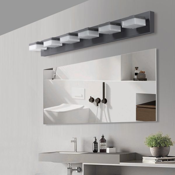 4-100.jpg Modern 6-Light Black LED Vanity Mirror Light Fixture For Bathrooms And Makeup Tables