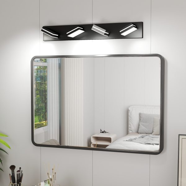 Modern Chrome LED Vanity Light, 4-Lights Wall Sconce for Bathroom and Mirror, Sleek Minimalist Design, Energy-Efficient, Easy to Install