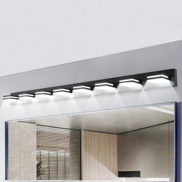 Modern Black LED Vanity Light, 8-Lights Wall Sconce for Bathroom and Mirror, Sleek Minimalist Design, Energy-Efficient, Easy to Install