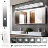 38" Modern Chrome 6-Light LED Vanity Light, Square Acrylic Lampshades Wall Mount Fixture for Bathroom, Mirror Lighting