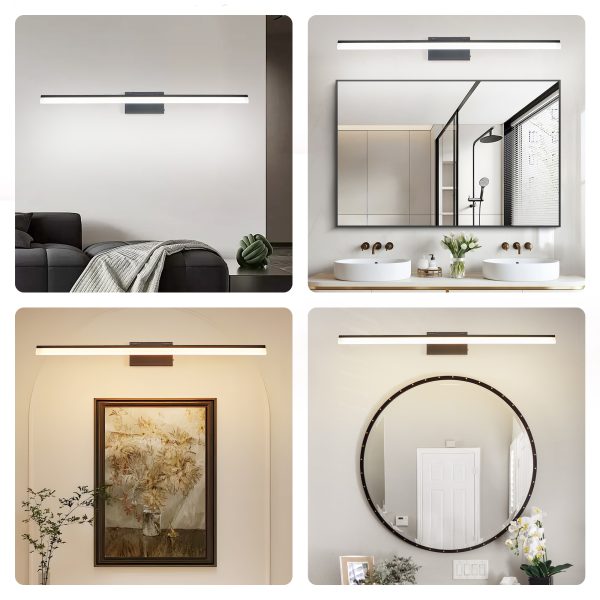 43 Inch Modern LED Bathroom Vanity Light C Sleek Black Metal Wall Light for Mirror, Dressing Room or Sink Area
