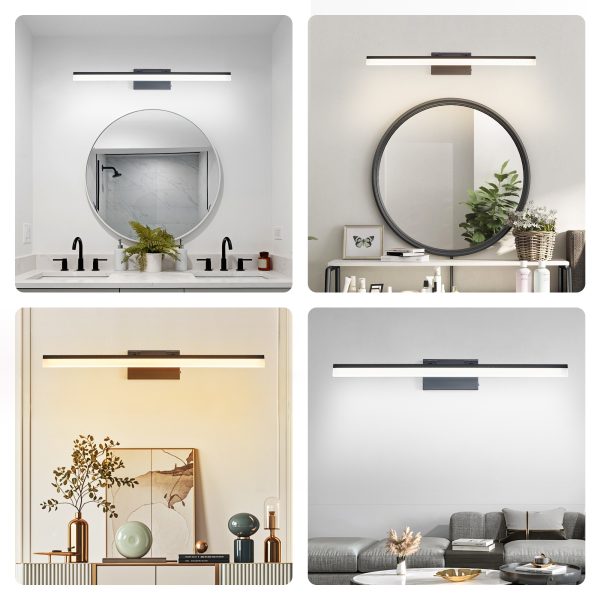 32 Inch Modern LED Bathroom Vanity Light C Sleek Black Metal Wall Light for Mirror, Dressing Room or Sink Area