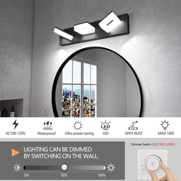 4-125.jpg LED Modern Bathroom Vanity Light Fixtures (3-Light, 20-Inch), Matte Black Modern Acrylic Bathroom Wall Lighting Fixtures Over Mirror (Cool White 6000K)