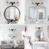 23" Retro 4-Light Bathroom Vanity Light Fixture - Black Finish with Crystal Glass Shades, Wall Mounted Lighting for Bathroom, Powder Room, and Vanity Mirror (No Bulbs)