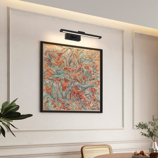 Picture Light Battery Operated with Remote, LED Black Art Lights for Paintings Rechargeable Dimmable and Timer, 16in Wall Sconce for Art Painting Gallery Adjustable Swing Arm for Display