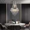 20" Chrome Crystal Chandelier with Adjustable Height, Modern Ceiling Light Fixture for Living Room, Dining Room, Staircase, 11-Light E12 Bulb Base (No Bulbs)