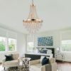20" Modern Crystal Pendant Chandelier with Golden Finish C Elegant 11-Light Hanging Light Fixture Tiered Design for Dining Room, Living Room, or Entryway (No Bulbs)