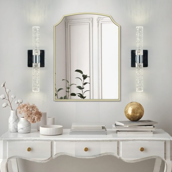 17"(H) Contemporary Crystal Wall Light, Chrome Finish with Bubble Crystal, 2-Light Sconce for Bathroom, Bedroom, Hallway C Modern Indoor Lighting Fixture