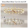Modern 36" Gold Round Chandelier Light Fixture, K9 Crystal Chandeliers for Dining Room, Living Room, Dining Room Chandeliers Over Table, Chandelier for Bedroom, Foyer, Includes 36XG4 Bulbs