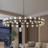 48 Inches Luxury Chandeliers Crystal Living Room Decorative Lights Simple Modern Dining Room LED Lighting,for Home Decor (Bulbs Included) Black