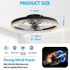 Smart Flush Mount Ceiling Fan with Light C 20-inch Integrated LED Chandelier with 5 Invisible Blades, Remote Control & Timer, Dimmable Lighting, Ultra-Quiet Operation for Bedroom, Living Room