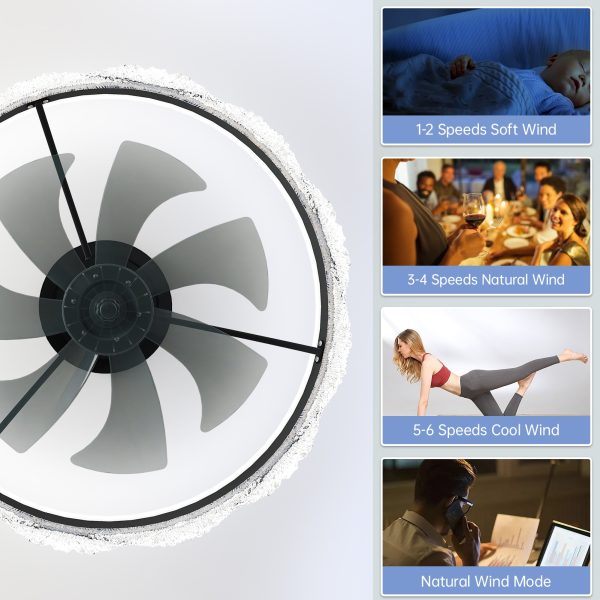 24" Quiet Ceiling Fan with Light C LED Flush Mount Fan Lamp with Hidden Blades and Natural Airflow, Perfect for Bedroom, Kids Room, Study Room