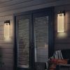 18"(H) 1-pack 12W Modern Outdoor Wall Light Fixture, Weatherproof LED Wall Sconce with Bubble Crystal, Black Finish, Up and Down Lighting for Porch, Patio, and Garden