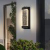 19"(H) Black Aluminum Finish Outdoor Wall Light with Bubble Crystal Glass, LED Light Source, 3000K Warm Light, Weatherproof Exterior Sconce for Patio, Porch, or Garage (1-pack)