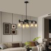 4-181.jpg 9-Light Black Modern Chandeliers for Dining Room, Adjustable Height Farmhouse Kitchen Island Lighting, Industrial Hanging Light Fixtures for Living Room Bedroom, Clear Glass Shade