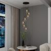 7 Light Dining Room Pendant Light, Large Chandelier Adjustable Hanging Line, Black Living Room Pendant Light, Foyer Chandelier, Stairwell Pendant Lights, Bedroom Chandeliers