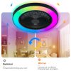 19-inch Black Ceiling Fan Light with LED RGB C Dimmable & Color-Changing, APP & Remote Control, Modern Smart Ceiling Fan for Living Room, Bedroom, and Dining Room (Silent/6-Speed/Reversible/DC Motor)