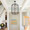 4-2.jpg 18" Modern 8-Light Geometric Pendant Chandelier, Industrial Metal Frame, Adjustable Hanging Light for Living Room, Dining Room, Kitchen (No Bulbs)