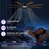 72-Inch 8-Blade Large Ceiling Fan,Reversible Quiet DC Motor,Indoor/Outdoor Modern Ceiling Fan,Suitable for Kitchen,Living Room and Terrace,Black
