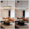 37" Modern Black Round Chandelier,2-Tier 8-Light Water Ripple Crystal Glass Chandeliers,for Dining Room,Living Room,Bedroom,High Ceiling,Foyer Entryway,Luxury Chandelier