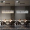 Modern Rectangular Crystal Glass Chandelier, 10-Lights Black Chandelier Lighting Contemporary Pendant Ceiling Light Fixture for Dining Room Living Room Kitchen Island