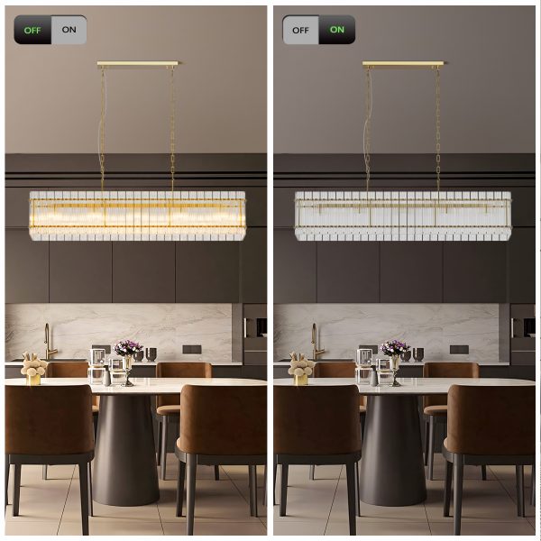 4-211.jpg Modern Rectangular Crystal Glass Chandelier, 10-Lights Glod Chandelier Lighting Contemporary Pendant Ceiling Light Fixture for Dining Room Living Room Kitchen Island