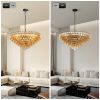 Modern Round Chandelier, 37" Extra Large Black Chandeliers for Dining Room, 14-Light with Tiered Smoke Glass Tubes Ceiling Light, Pendant Lighting Fixture for Living Room Bedroom Kitchen Island
