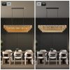54" Black Rectangular Chandeliers for Dining Room, 12-Light 4 Tiered Large Smoke Glass Chandelier, Modern Kitchen Island Farmhouse Hanging Light Fixture for Living Room Foyer(Bulb not included)