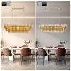 Modern Chandeliers for Dining Room, 54" Large Rectangle Gold Kitchen Chandelier Over Table, 12-Light with Smoke Glass Ceiling Lights, Farmhouse Pendant Lighting Fixture for Living Room Bedroom