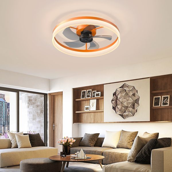 4-224.jpg Ceiling Fans with Lights Dimmable LED Embedded installation of thin modern ceiling fans(Orange)