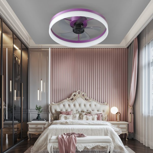 4-227.jpg Ceiling Fans with Lights Dimmable LED Embedded installation of thin modern ceiling fans(Purple)